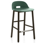 Alfi Low Back Bar/ Counter Stool - Dark Stained Ash / Green Polypropylene