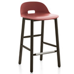 Alfi Low Back Bar/ Counter Stool - Dark Stained Ash / Red