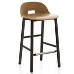 Alfi Low Back Bar/ Counter Stool - Dark Stained Ash / Sand Polypropylene