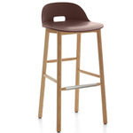 Alfi Low Back Bar/ Counter Stool - Natural Ash / Brown