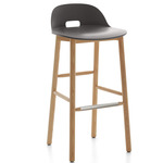 Alfi Low Back Bar/ Counter Stool - Natural Ash / Dark Grey