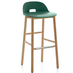 Alfi Low Back Bar/ Counter Stool - Natural Ash / Green Polypropylene