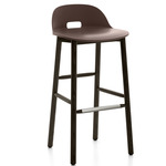 Alfi Low Back Bar/ Counter Stool - Dark Stained Ash / Brown