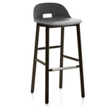 Alfi Low Back Bar/ Counter Stool - Dark Stained Ash / Dark Grey