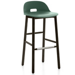 Alfi Low Back Bar/ Counter Stool - Dark Stained Ash / Green Polypropylene