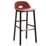 Alfi Low Back Bar/ Counter Stool - Dark Stained Ash / Red