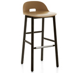 Alfi Low Back Bar/ Counter Stool - Dark Stained Ash / Sand Polypropylene