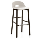 Alfi Low Back Bar/ Counter Stool - Dark Stained Ash / White