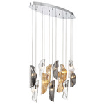 Sorrento Oval Multi Light Chandelier - Chrome / Clear / Amber / Smoke