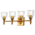 Felice F2 Bathroom Vanity Light - Antique Gold Leaf / Gold / Clear