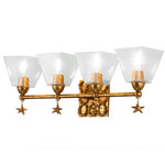 Star Bathroom Vanity Light - Gold Leaf / Clear Seeded