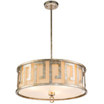 Lemuria Greek Convertible Pendant/ Semi Flush - Antique Silver / White Linen