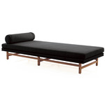 SW Daybed - Natural Walnut / Bellagio Black Leather