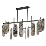 Megalith Stone Linear Pendant - Gunmetal / Striae Arya