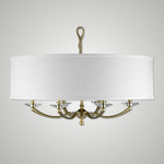 Kensington Shaded Chandelier - Old Brass / White Linen