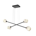 Gem Moda Linear Chandelier - Matte Black / Amber