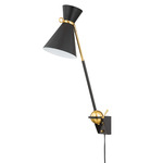 Winsted Plug-In Wall Sconce - Aged Brass / Black / Black