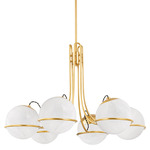 Hingham Chandelier - Aged Brass / Cloud Etched Glass