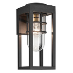 Hone Outdoor Wall Sconce - Textured Black / Clear