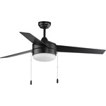 Trio Ceiling Fan with Light - Black / Black / Walnut