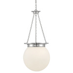 Manor Pendant - Polished Nickel / White Opal