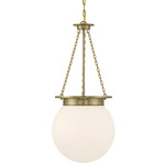 Manor Pendant - Warm Brass / White Opal