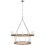 Darlana Wrapped Two Tiered Chandelier - Polished Nickel / Rattan