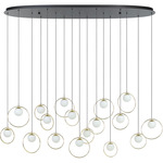 Portocolom Linear Drop Pendant - Black / Brass / White