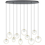 Portocolom Linear Drop Pendant - Black / Brass / White