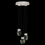 Aria Drop Multi Light Pendant - Brushed Silver / Crystal