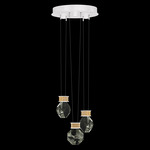 Aria Drop Multi Light Pendant - White / Gold / Crystal