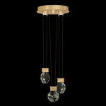 Aria Drop Multi Light Pendant - Brushed Gold / Crystal