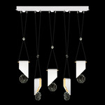 Aria Slab Linear Multi Light Pendant - White / Gold / Crystal