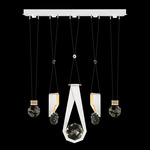 Aria Slab/Round/Drop Linear Multi Light Pendant - White / Gold / Crystal