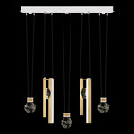 Aria Bar/Drop Linear Multi Light Pendant - White / Gold / Crystal