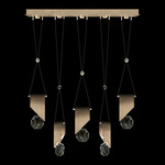 Aria Slab Linear Multi Light Pendant - Soft Ombre Bronze / Crystal