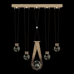 Aria Round/Drop Linear Multi Light Pendant - Soft Ombre Bronze / Crystal