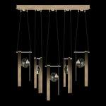 Aria Bar Linear Multi Light Pendant - Soft Ombre Bronze / Crystal