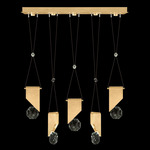 Aria Slab Linear Multi Light Pendant - Brushed Gold / Crystal