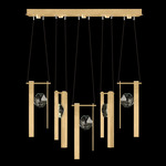 Aria Bar Linear Multi Light Pendant - Brushed Gold / Crystal