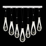 Aria Round Linear Multi Light Pendant - White / Gold / Crystal