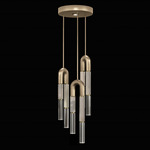 Antonia Round Multi Light Pendant - Soft Gold Leaf / Brass / Smoke / Clear