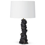 Gallerie Metal Table Lamp - Blackened Zinc / White Linen