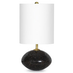 Nyx Travertine Table Lamp - Black / White Linen