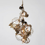 Knotty Bubbles Barnacle Chandelier - Khaki / Clear