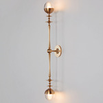 Rue Sala Double Wall Sconce - Unlacquered Brass / Clear