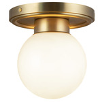 Fiore Ceiling Flush Light - Brushed Gold / Glossy Opal