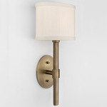 Oval Wall Sconce - Antiqued Boyd Brass / White Linen