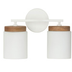 Liam Bathroom Vanity Light - Matte White / Natural Wood