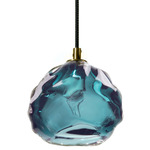 Happy Large Pendant - Brushed Brass / Steel Blue